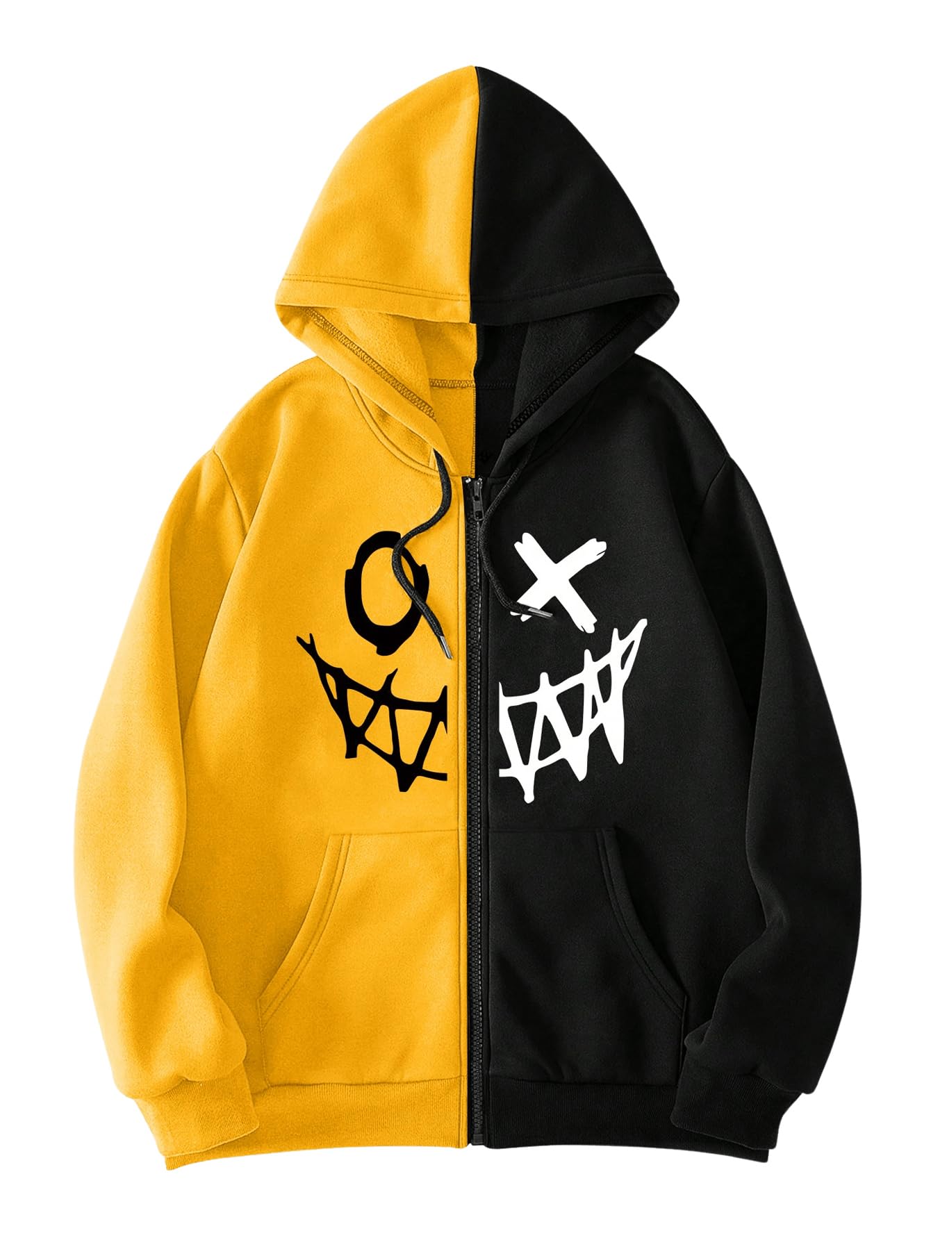 Moletom Masculino Com Capuz Cozyease Com Zíper E Estampado Amarelo M