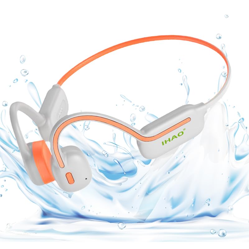 Fones De Ouvido De Natação Ihao True Bone Conduction Mp3 32gb Laranja
