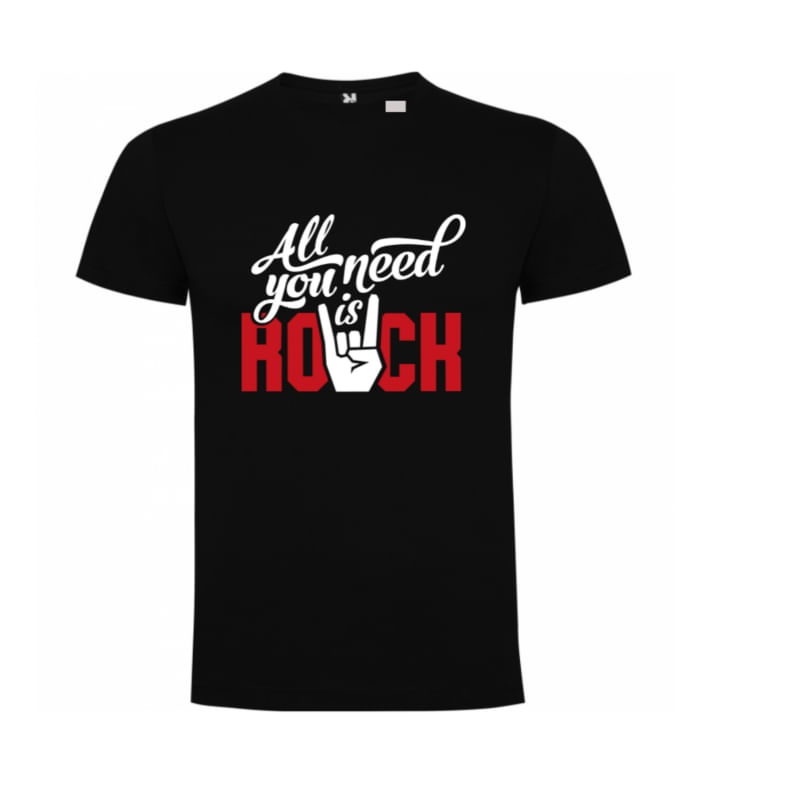 Camiseta 100% Algodão De Manga Curta All You Need Is Rock