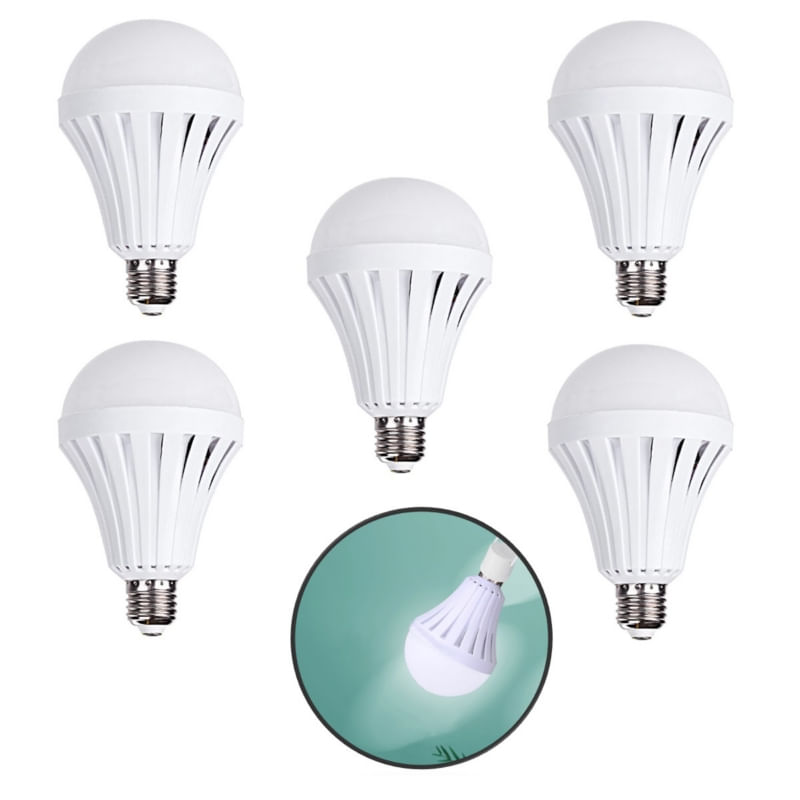 Lâmpada Led De Emergência X5 Recarregável 12w E27 110/220v