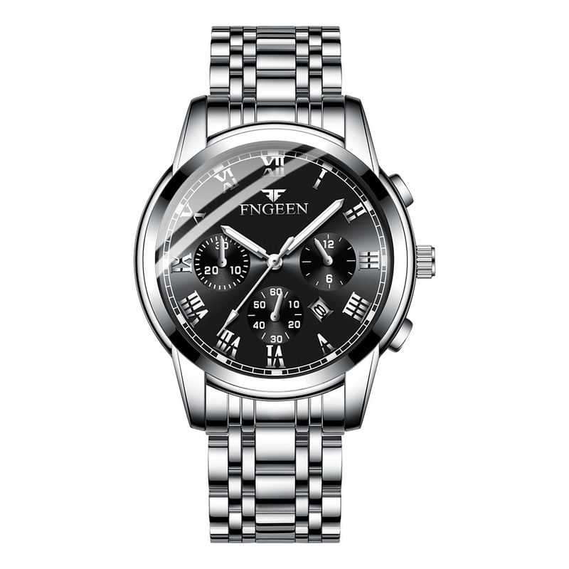 Relógio Glow-in-the-dark Calendar Business Steel Strap Men