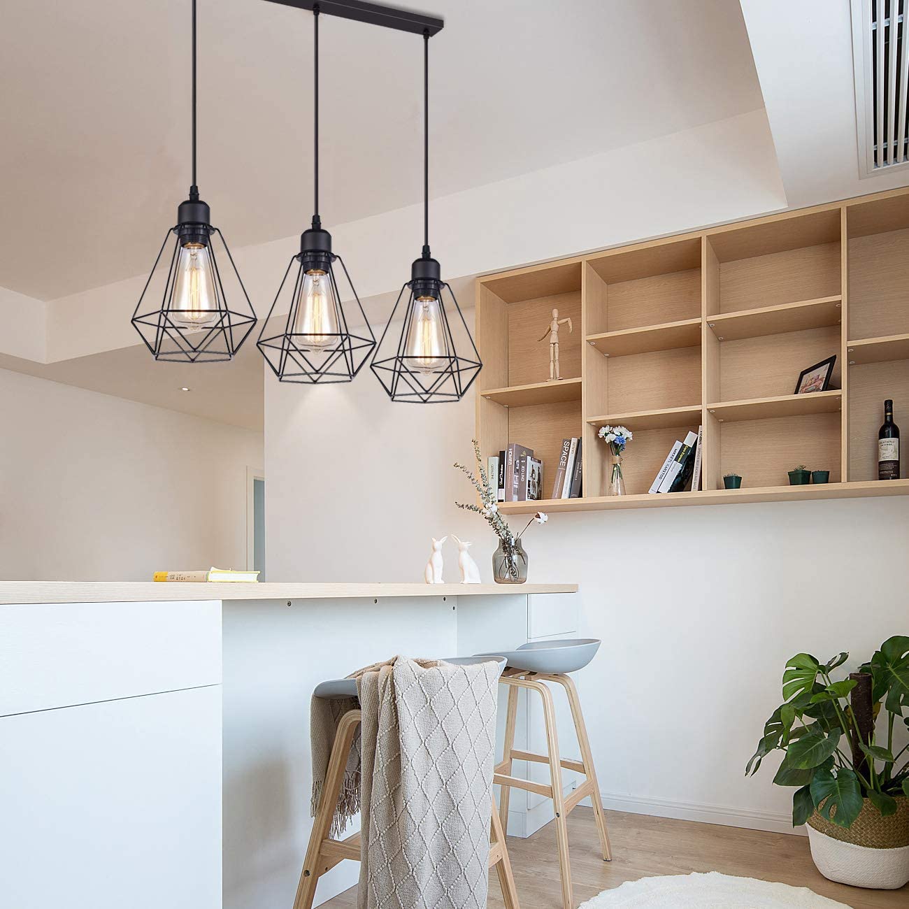 Vintage Metal Teto Pendente Lamp 3 Luzes E27 20cm