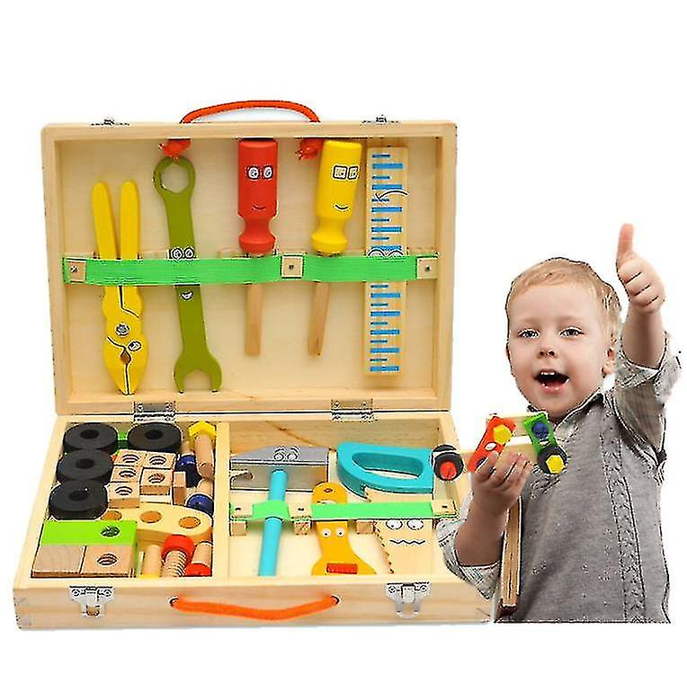 Kit De Ferramentas De Madeira Para Crianças, Com Conjunto De