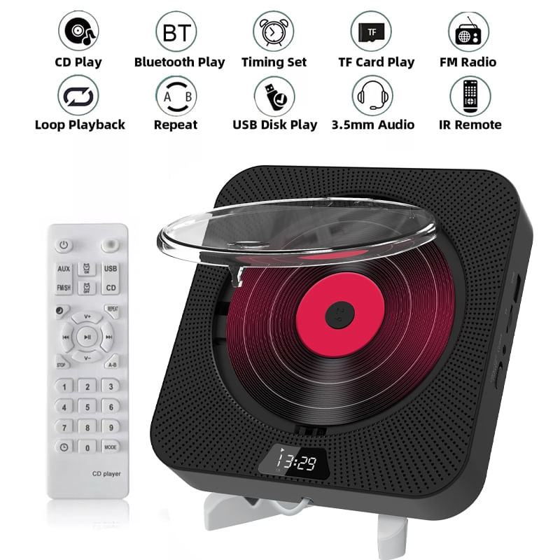 Alto-falante Bluetooth Com Leitor De Cd Portátil Com Display Led