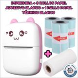 Impressora Térmica Bluetooth Portátil Recarregável + 3 Rolos