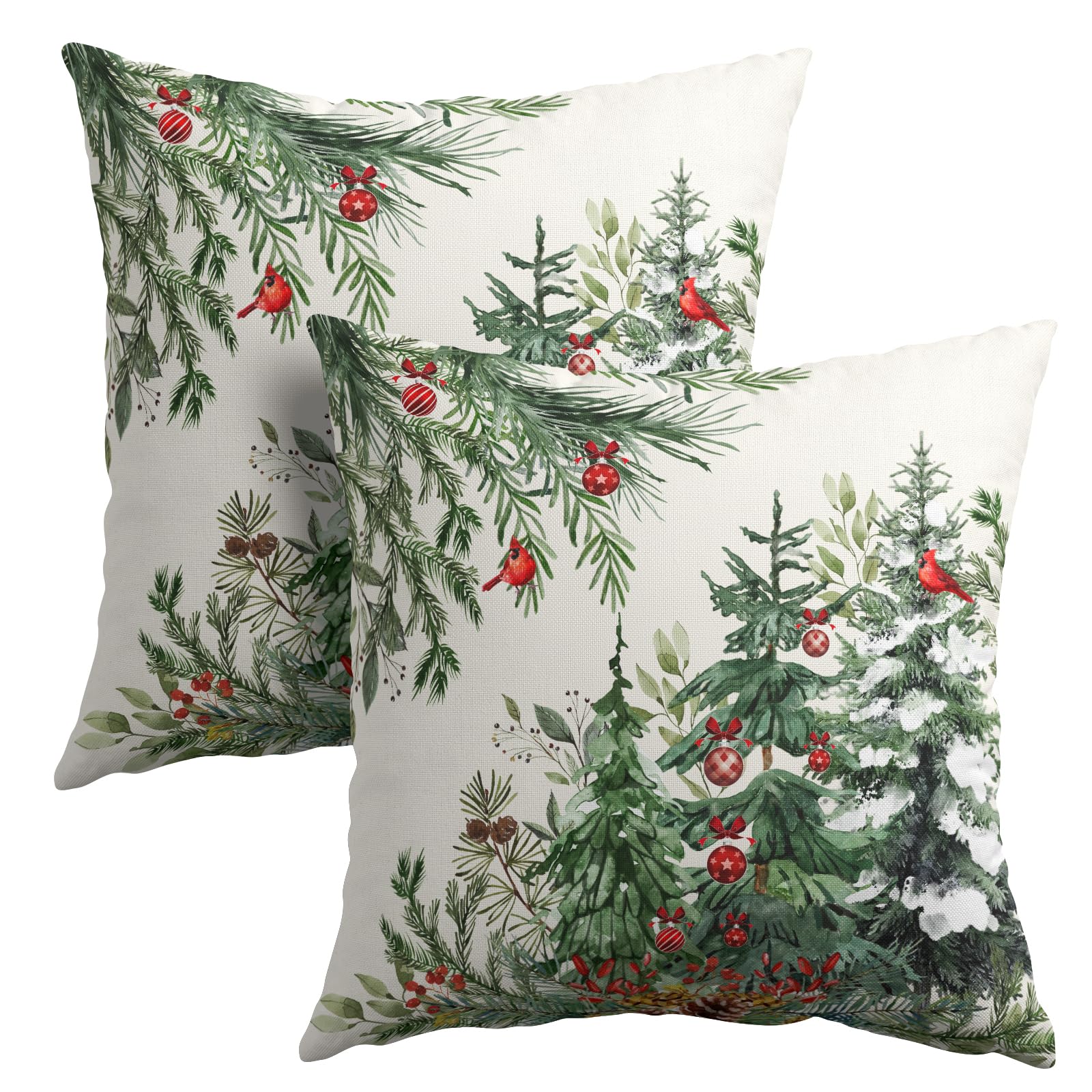 Capa De Travesseiro Granbey Christmas Tree 60x60cm Algodão E Linho X2