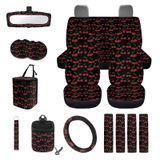 Conjunto De Capa De Assento De Carro Wanyint Cherry Black, 15 Unidades, Ajuste Universal