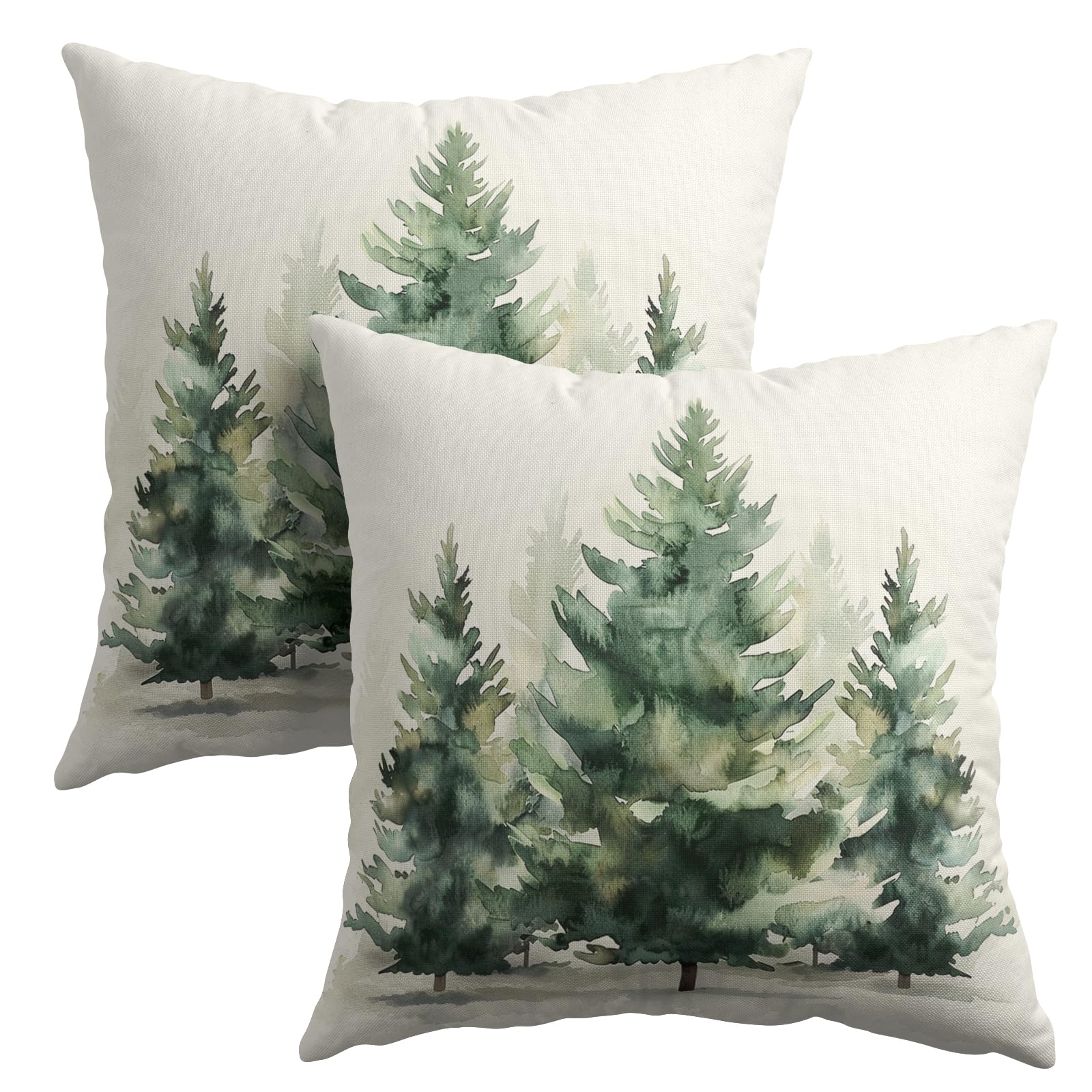 Capas De Travesseiro Granbey Watercolor Green Tree 60x60cm Conjunto De 2