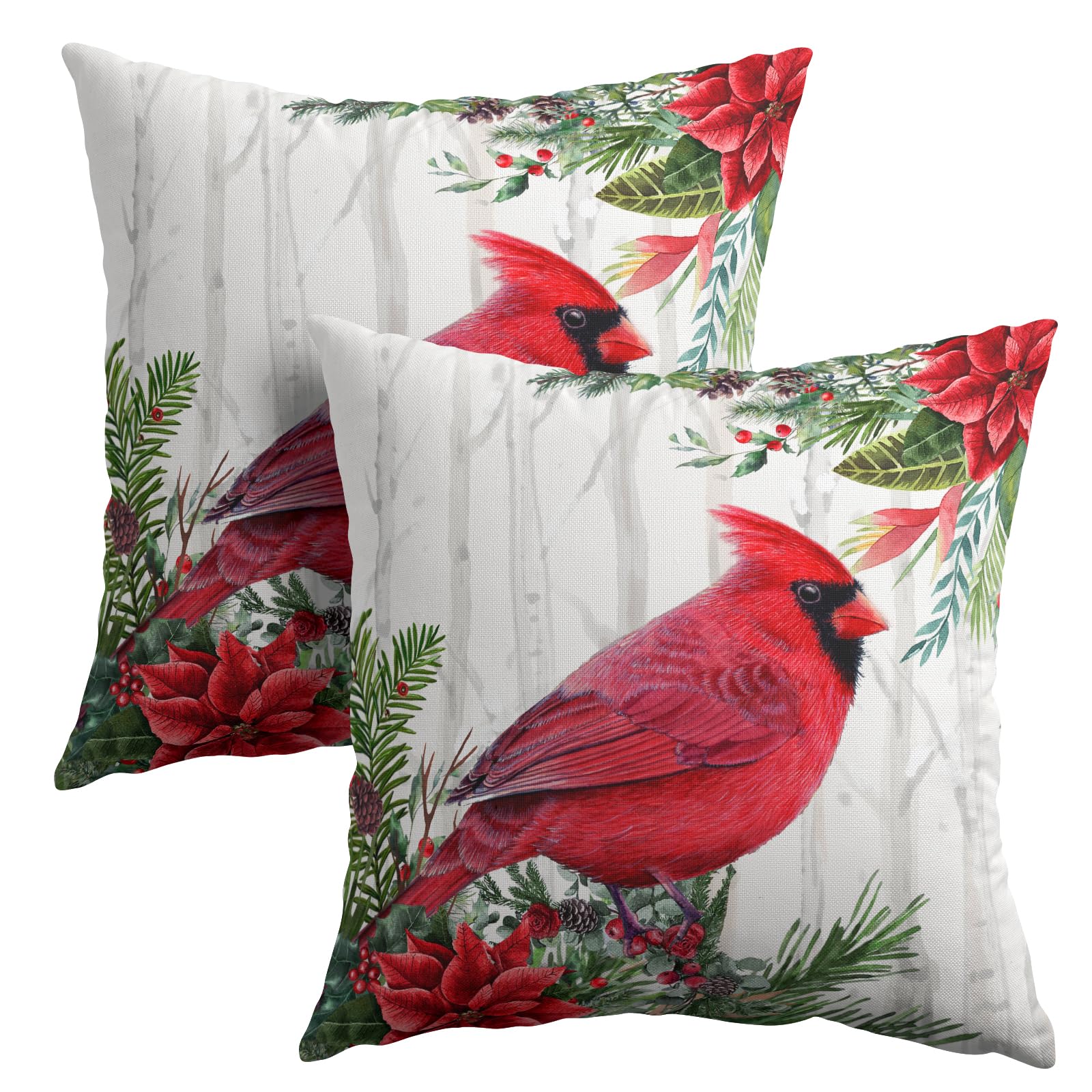 Capa De Travesseiro Granbey Red Bird 60x60cm Natal Inverno