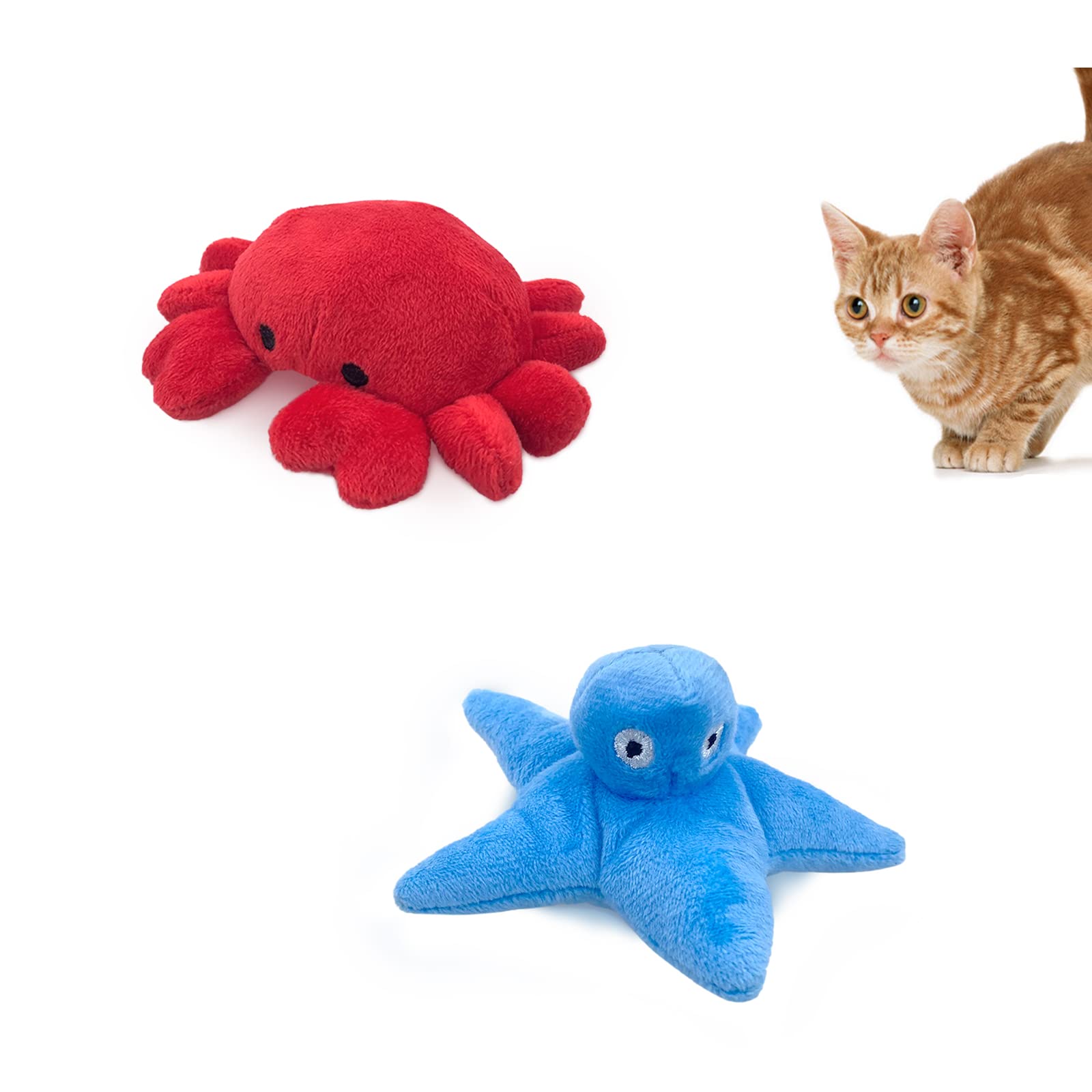 Cat Catnip Toys Andiker Soft Crab&amp;starfish Plush Para Gatos