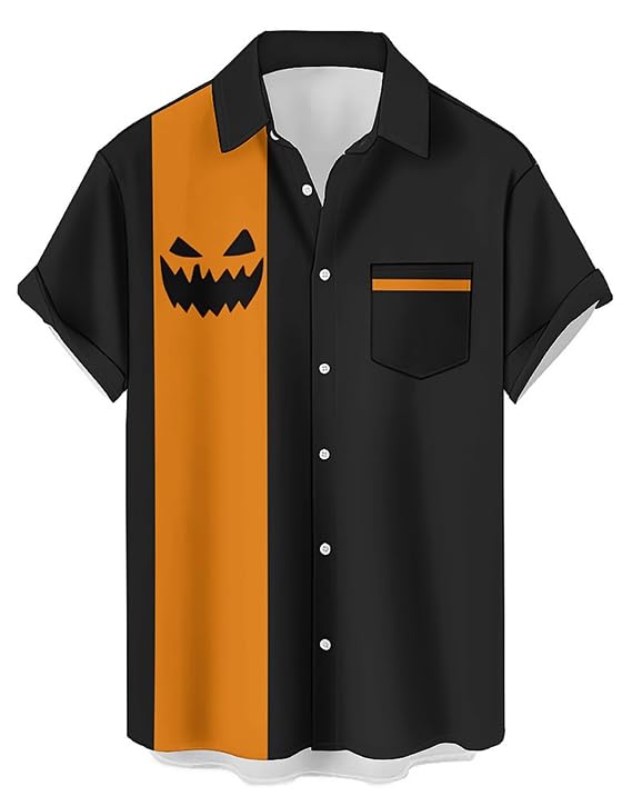 Camisa De Boliche Ecosunny Halloween Com Estampa Facial Havaiana 3gg Masculina