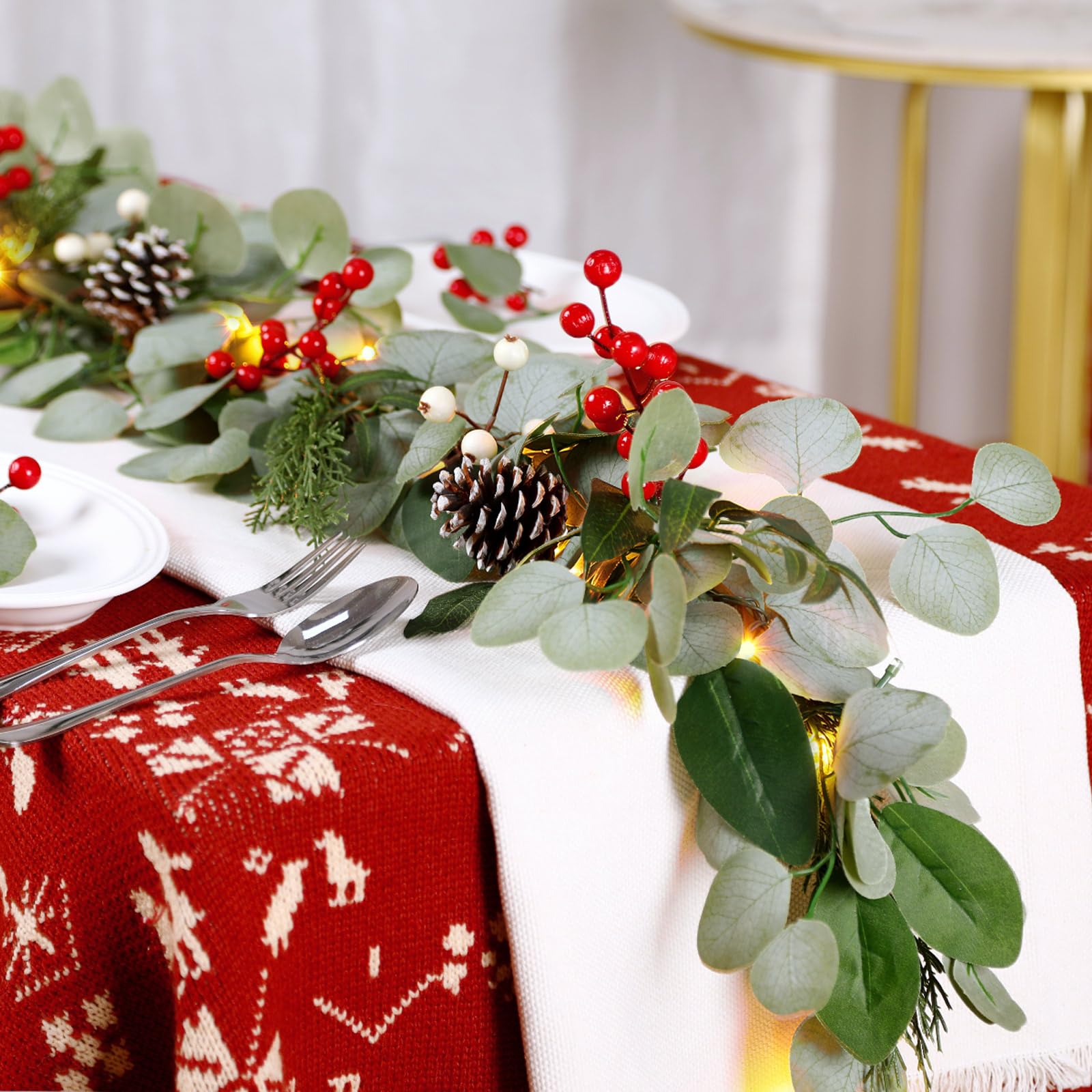 Guirlanda De Natal Alupssuc Prelit Artificial Eucalyptus 6 Pés