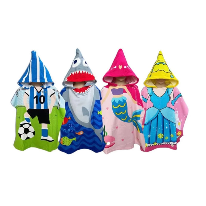 Toalha De Banho, Capuz De Natação De Praia, Design De Sirene Infantil, 60x60cm