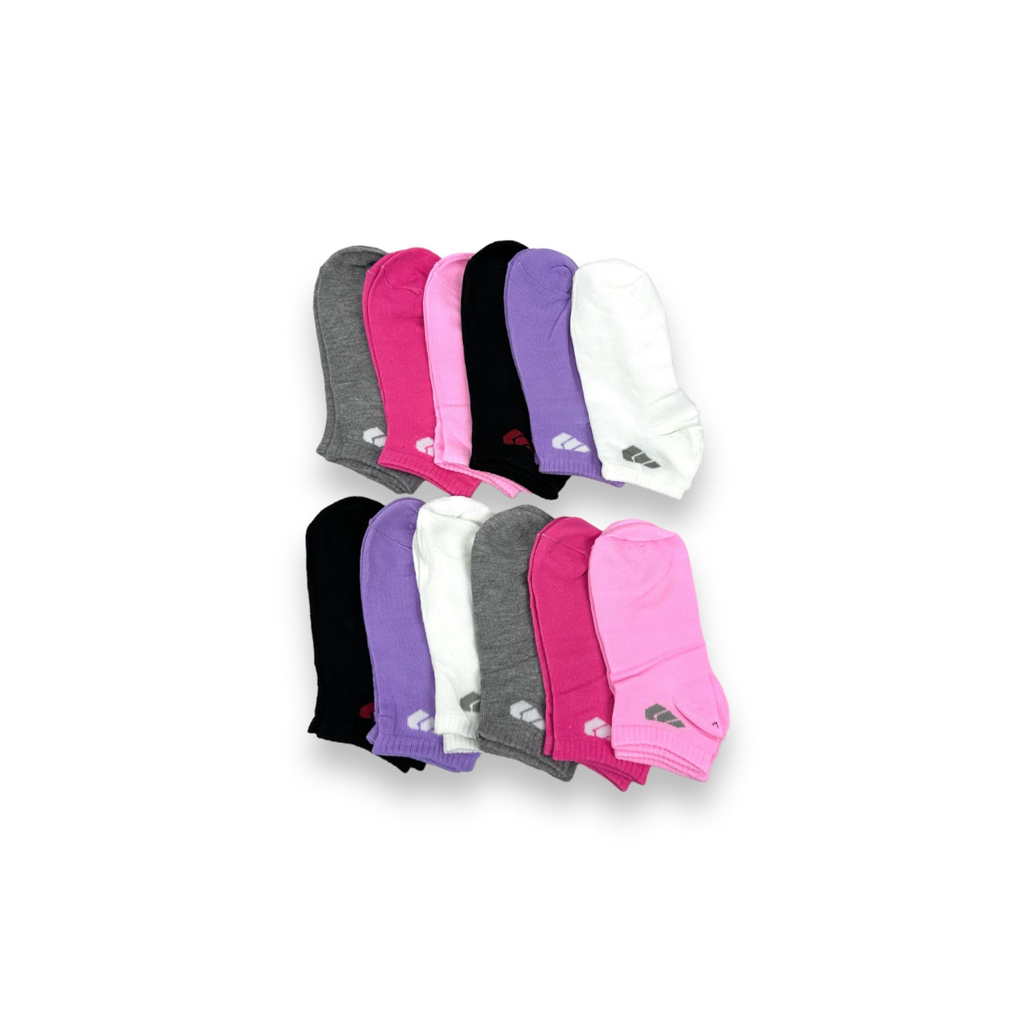 Meias Curtas Femininas, Pacote Com 12 Unidades, Lisas, De Cores Variadas, Tamanho 36-41