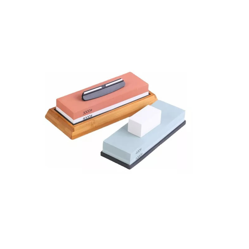 Conjunto De Pedras De Afiar Bamboo Guide Base 400/1000 3000/8000