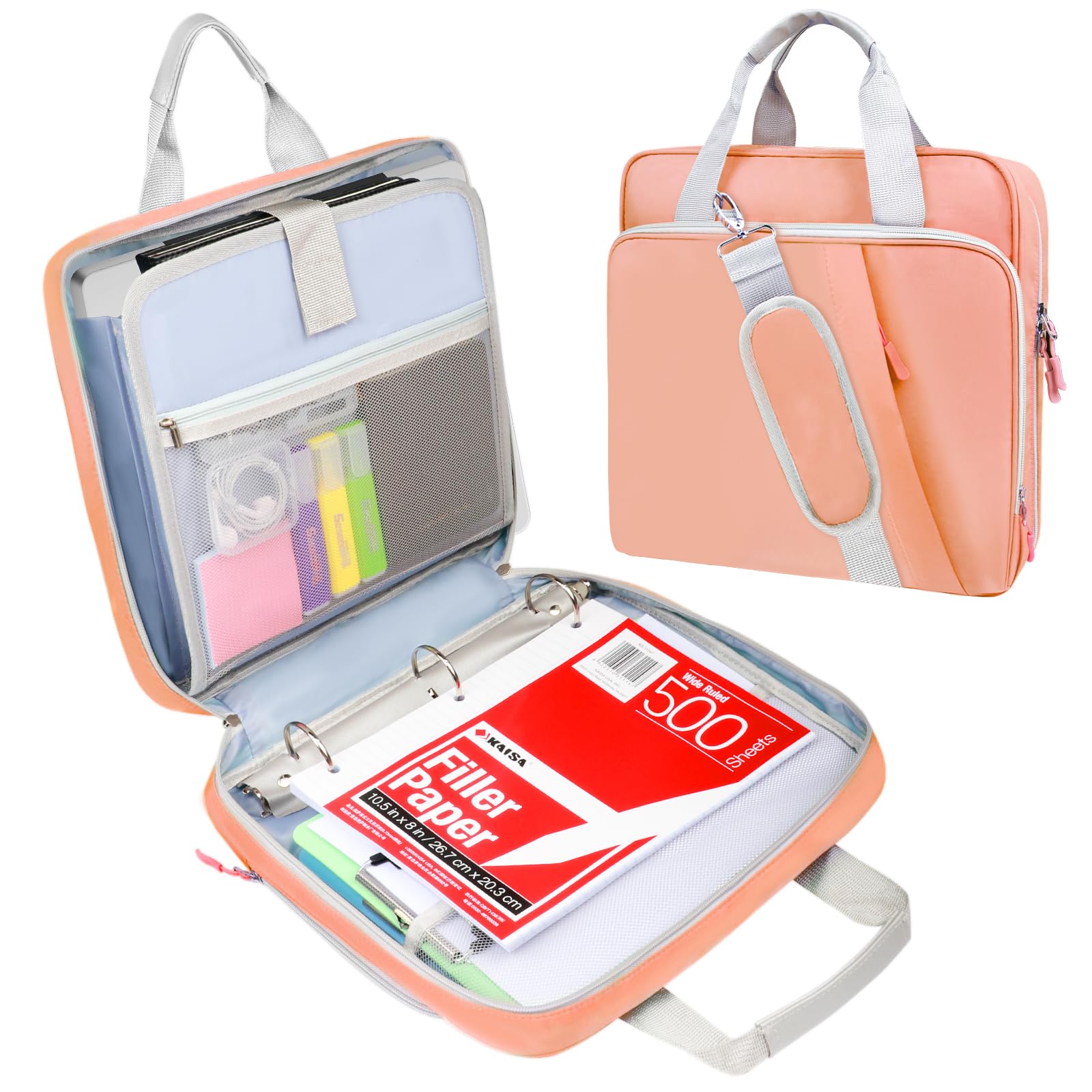 Bolsa De Encadernação Siynpav Com Zíper De 3 Anéis, 5 Cm, Nylon Impermeável, 13 Polegadas