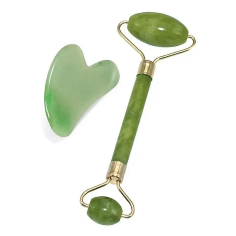 Roller Massageador Facial E Pedra De Jade 100% Natural Xiuyan Jade