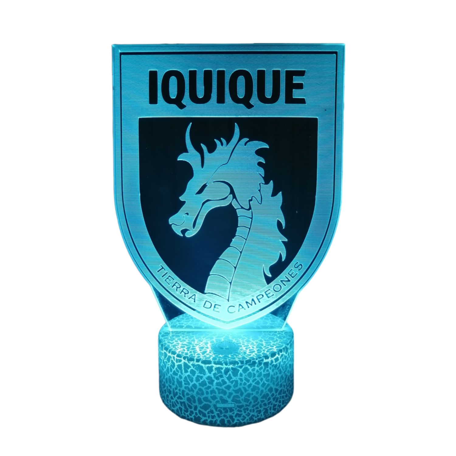 Lâmpada 3d Illusion Iquique Sports Badge Com Led De 7 Cores