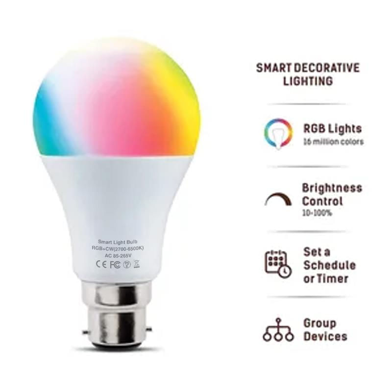 Luzes Inteligentes Led E27 B22 Sem Fio Regulável Rgb Bulb