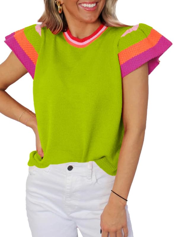 Camiseta De Verão Shewin Casual De Gola Redonda, Manga Curta, Verde, S