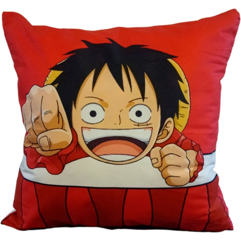 Almofada De Pelúcia Mini Luffy Muguiwara 45x45cm Com Preenchimento