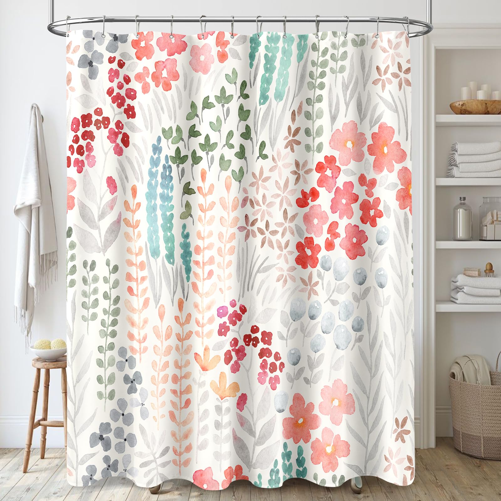 Cortina De Chuveiro Mayzus Extra Long 180x210 Cm Com Design Floral