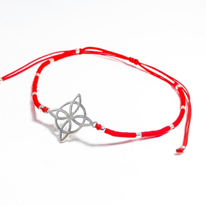 Pulseira Silver Witch Knot Red Thread Miyuki Delica