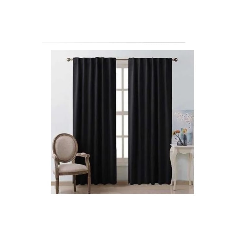 Conjunto De Cortinas De Tecido Blackout Preto 230 Cm X 140 Cm Com Ilhós