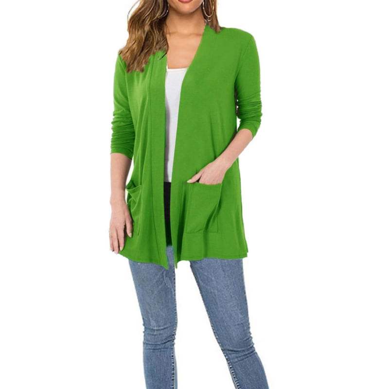 Cardigan Kimono Casual Verde Para Mulheres