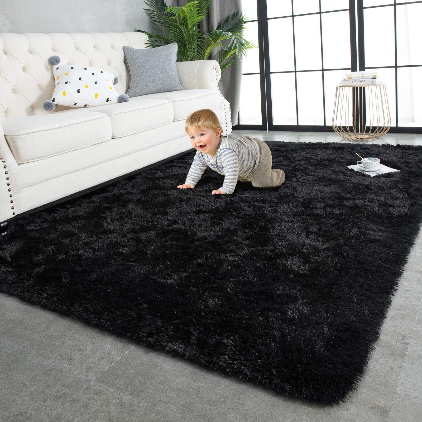 Tapete Twinnis Super Soft Shaggy Rugs Fluffy 120x180cm Pretos