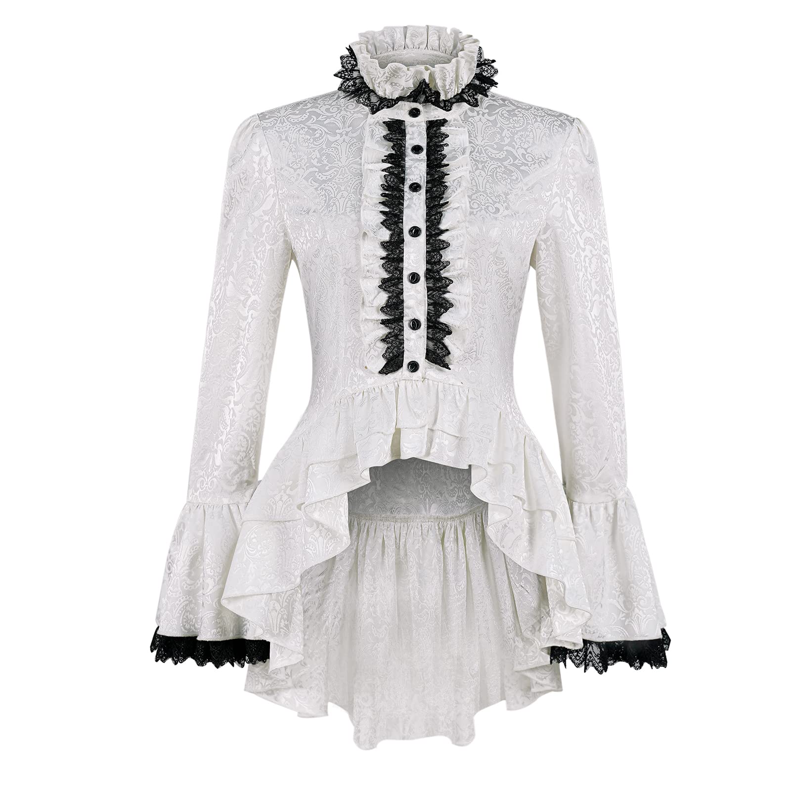 Blusa Nawakol Victorian Gothic Ruffle, Camisa De Renda Vintage