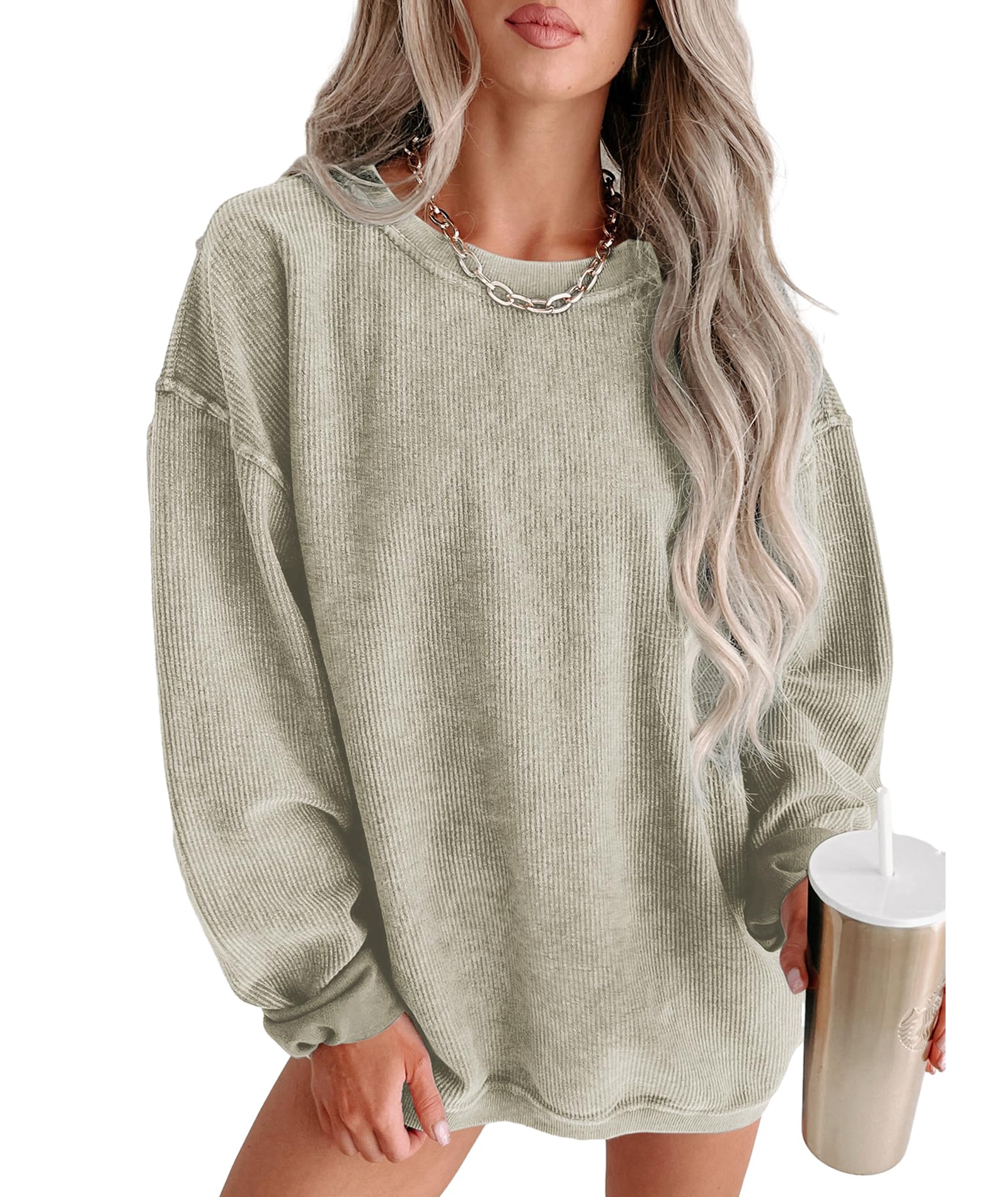 Moletom Urchics Oversized Para Mulheres Com Gola Redonda E Manga Comprida