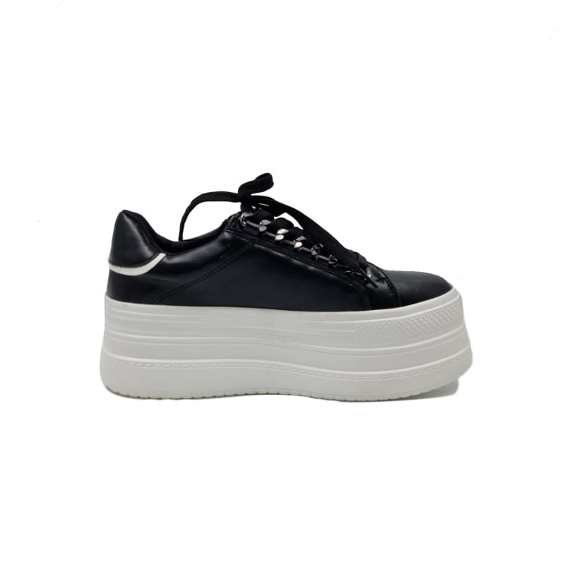 Sapatilhas Platform Slipper Pretas Para Mulheres