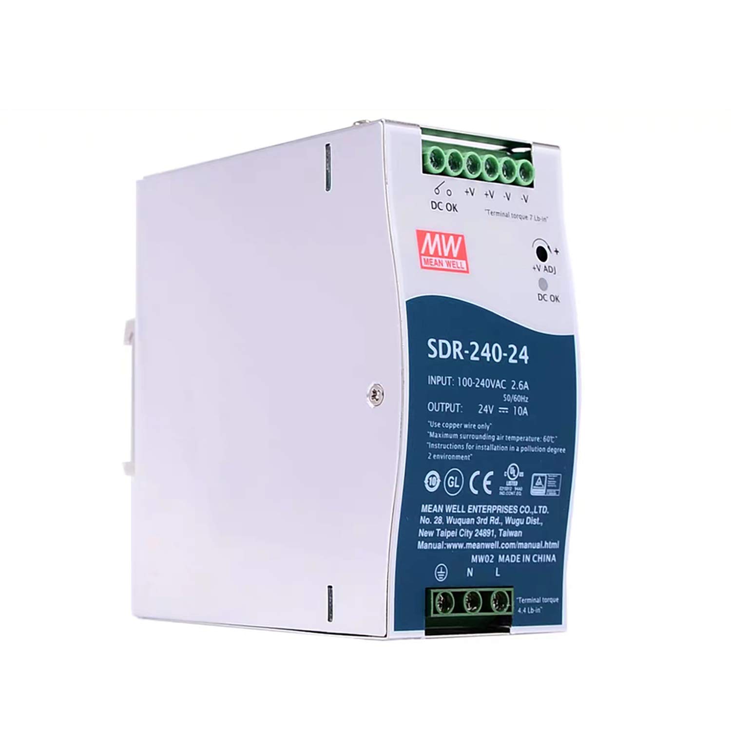 Fonte De Alimentação Mean Well Sdr-240-24 240w 24v Ac/dc Com Pfc