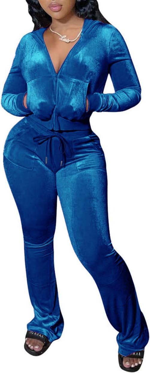 Agasalho Feminino Yeshire, Moletom De Veludo Com Zíper, Azul