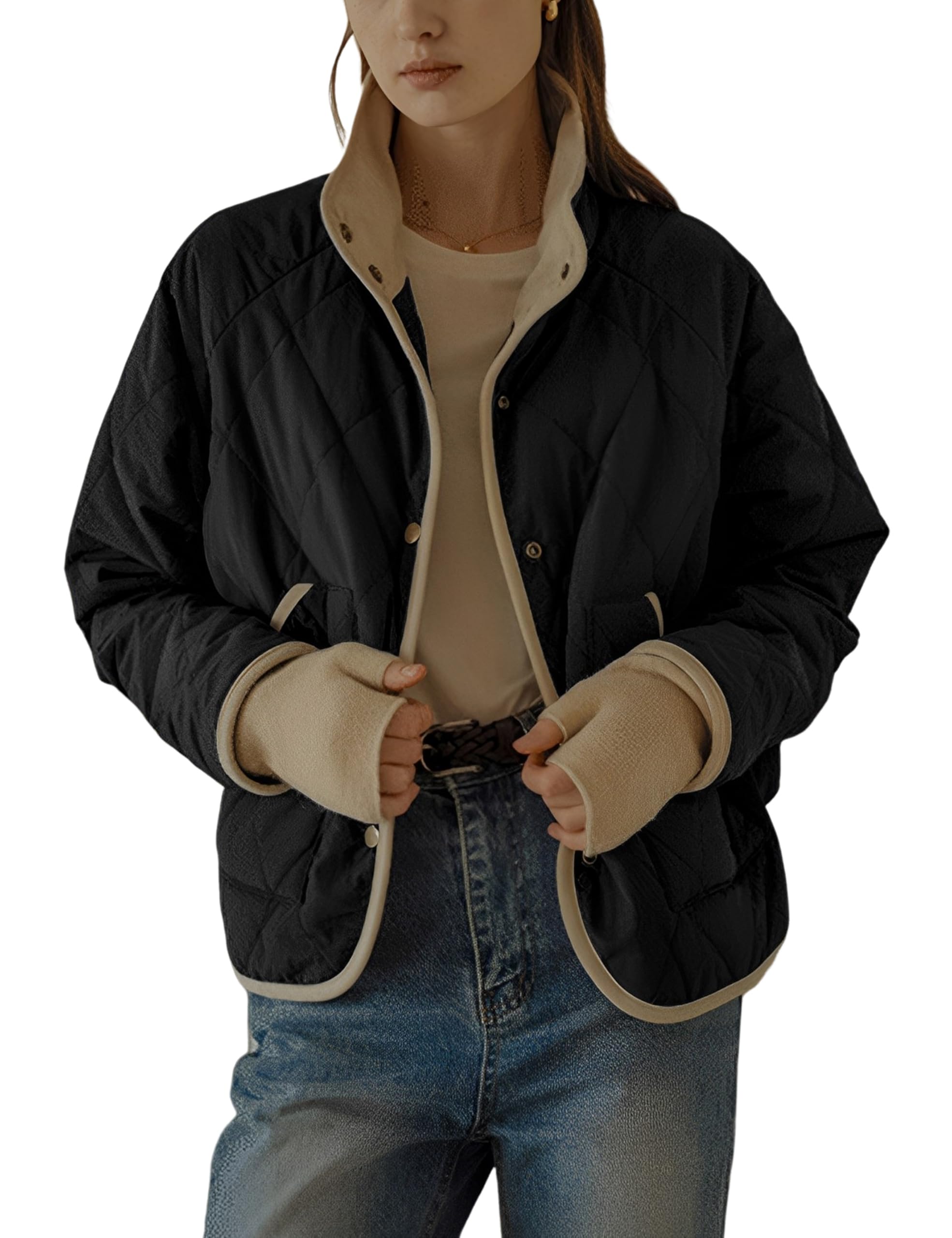 Jaqueta Feminina Acolchoada Faleave, Leve, Preta S