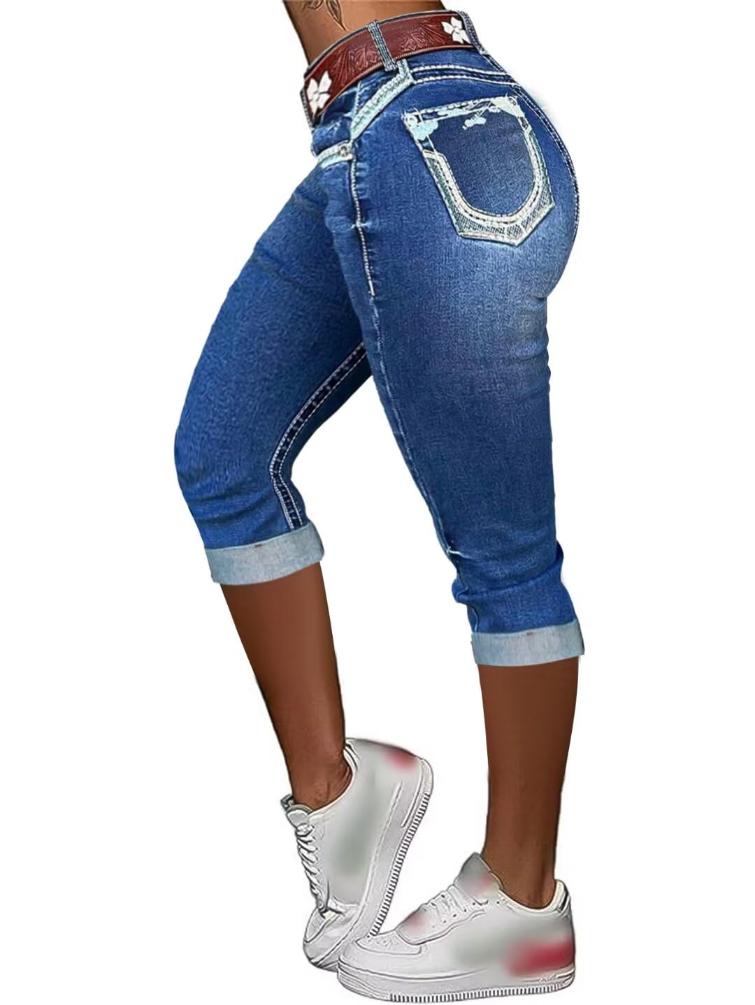 Capri Jeans Flamingals Bermuda Para Mulheres Azul Marinho M