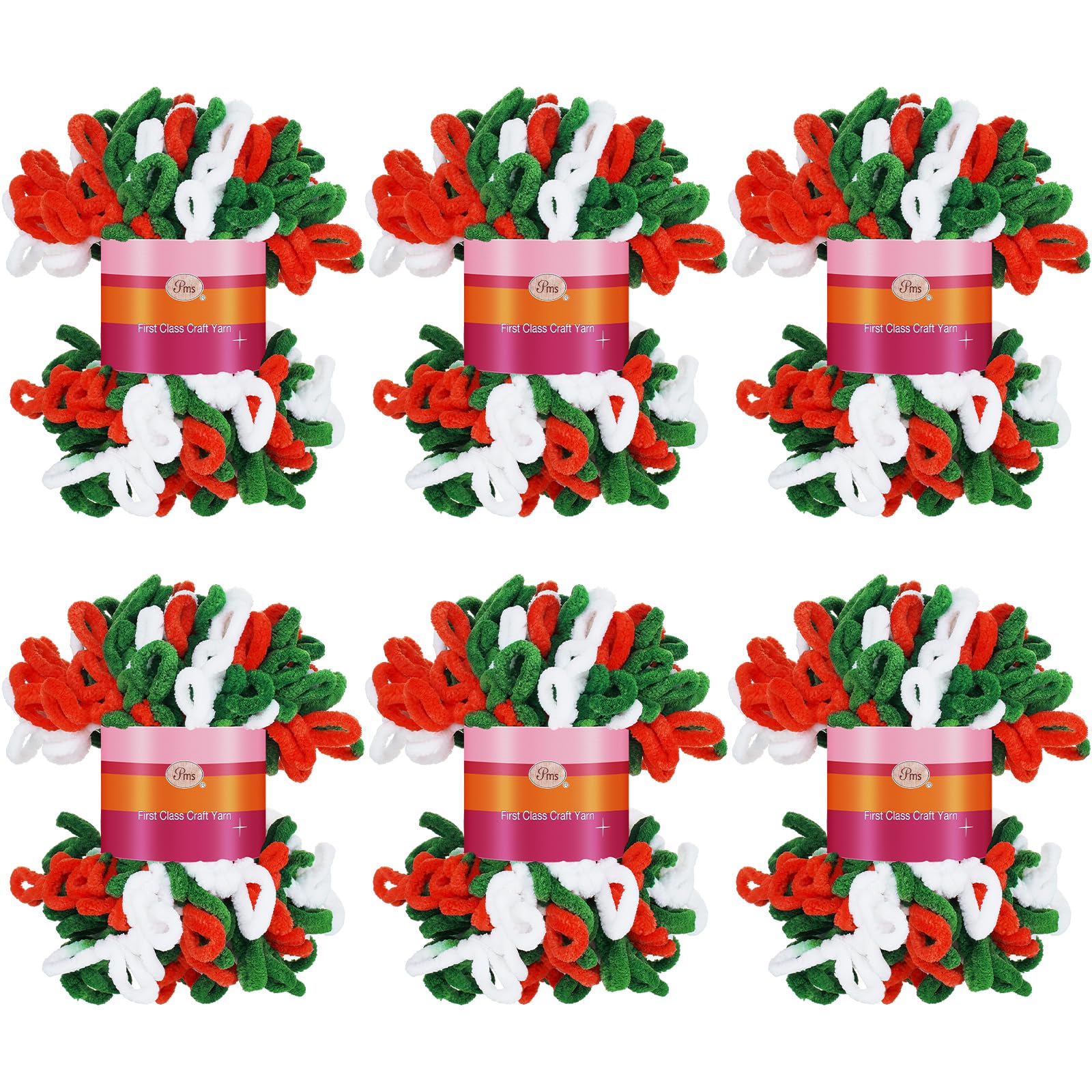 Loop Yarn Threlaco Christmas, Pacote Com 6, 600 G/6 Meadas De Poliéster