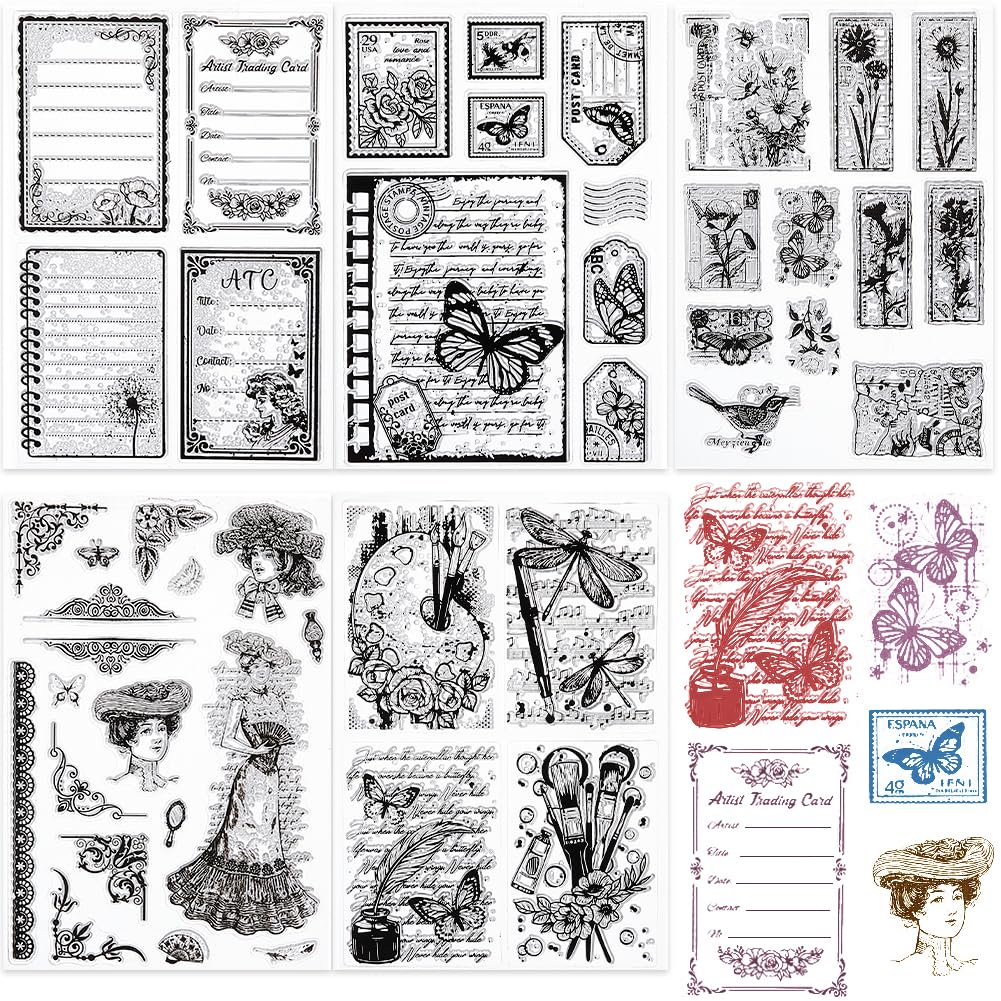 Clear Stamps Craspire Retro Classical Woman Butterfly