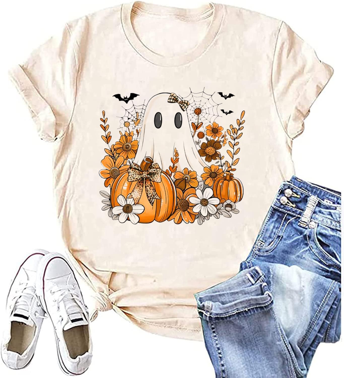 Camiseta Wipxitk Hocus Pocus Halloween Teacher Feminina Bege M