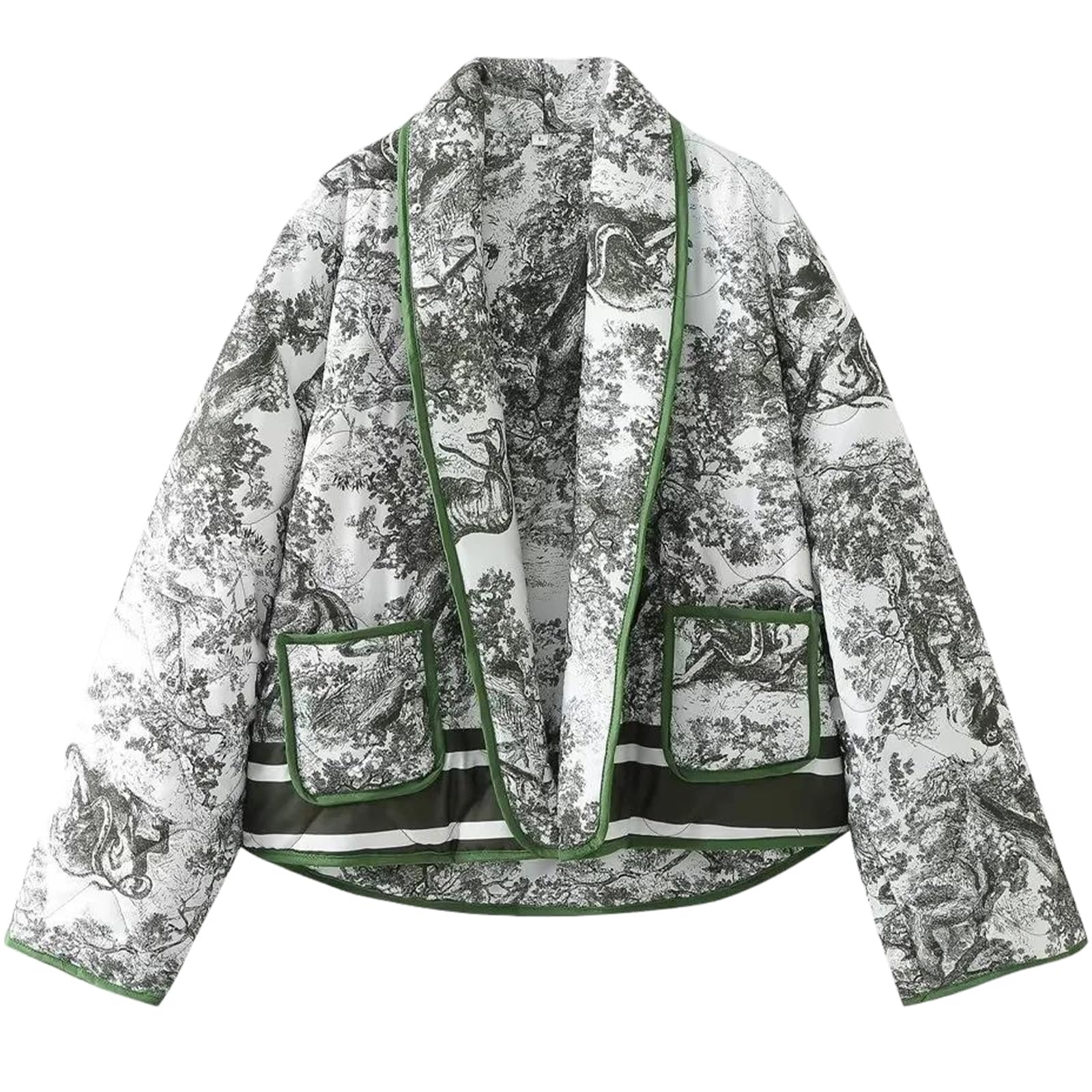 Jaqueta Yimoon Cropped Puffer Acolchoada Com Estampa Floral Vintage