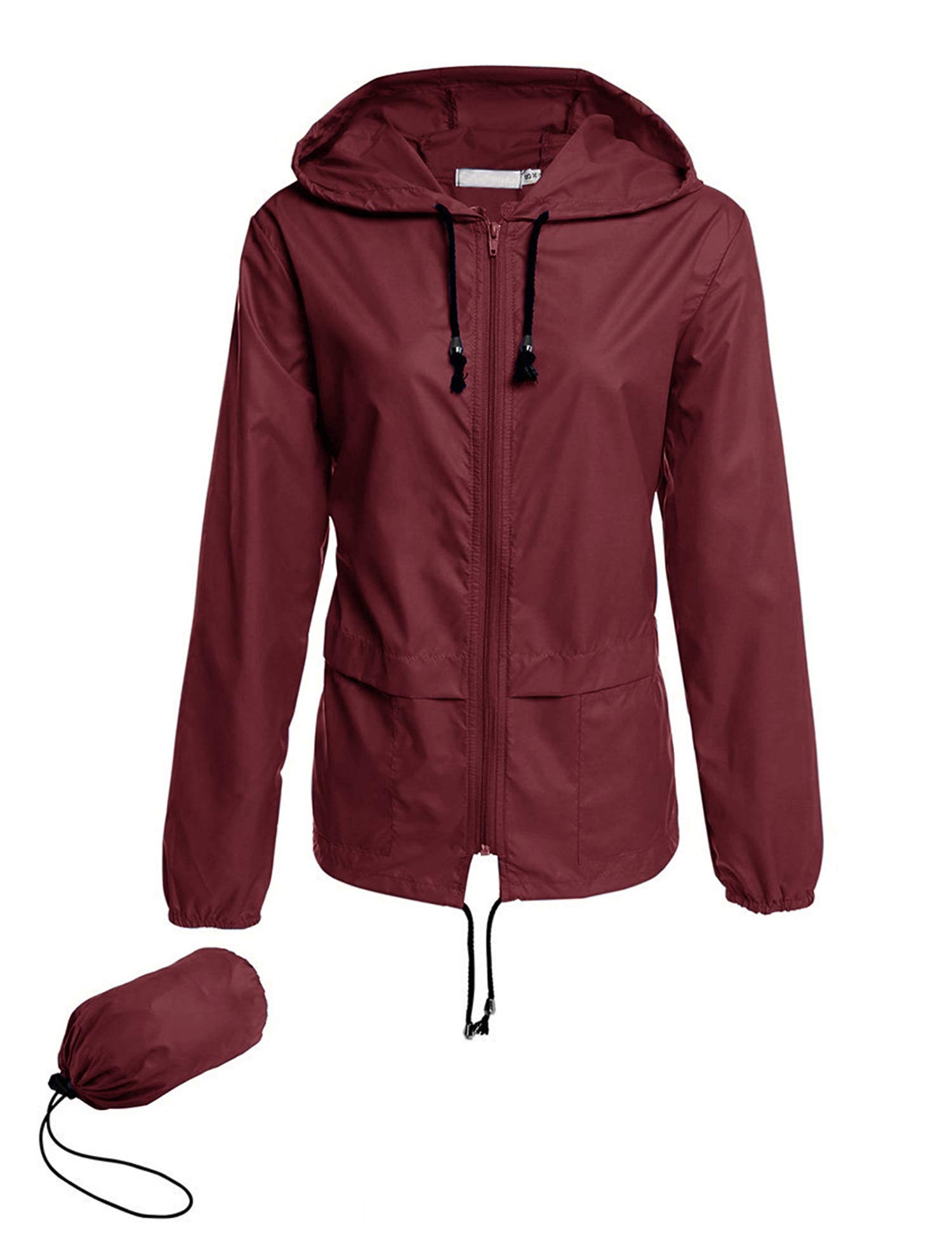 Casaco De Chuva Aavoogue Impermeável Windbreaker Feminino Vermelho Vinho S