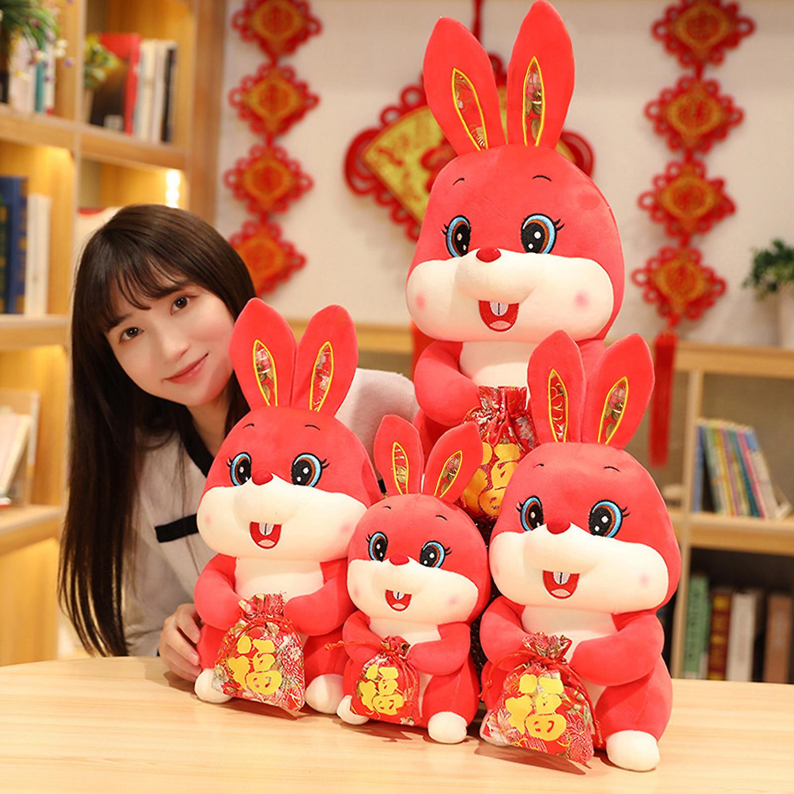 Naievear 20/25/30/40cm Zodiac Rabbit Doll Hold Lucky Bag Corte