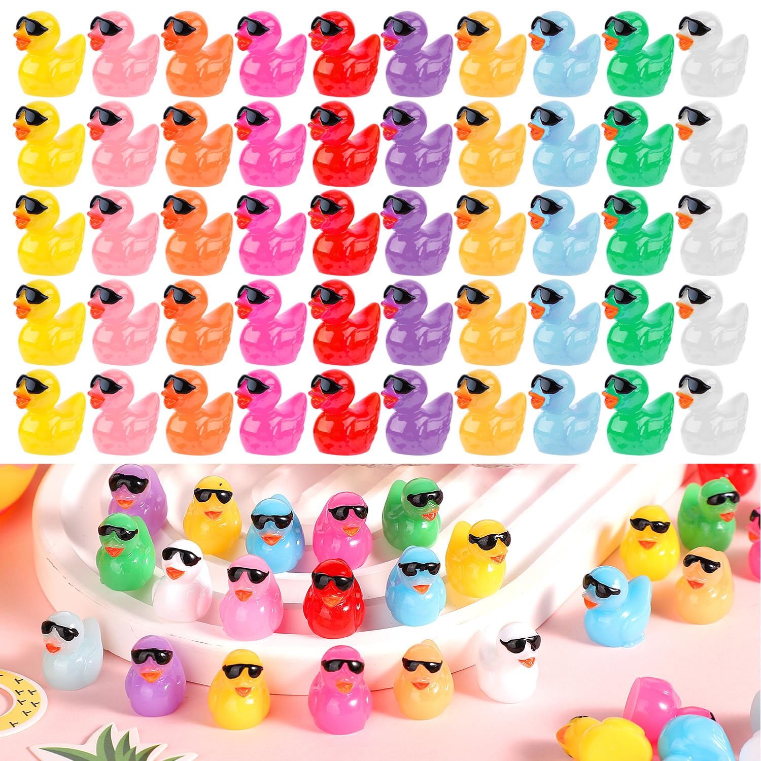Mini Resin Ducks Toymis Com Óculos De Sol Para Decoração Diy