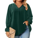 Blusas De Chiffon Femininas Eytino Plus Size De Manga Comprida Com Decote Em V 2x