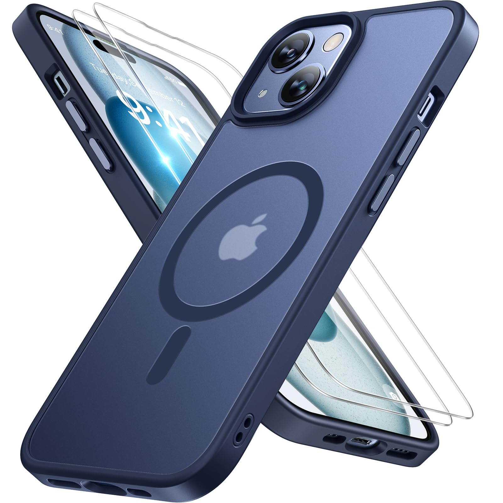 Capa De Telefone Miracase Magnetic Series Para Iphone 15 Azul Escuro