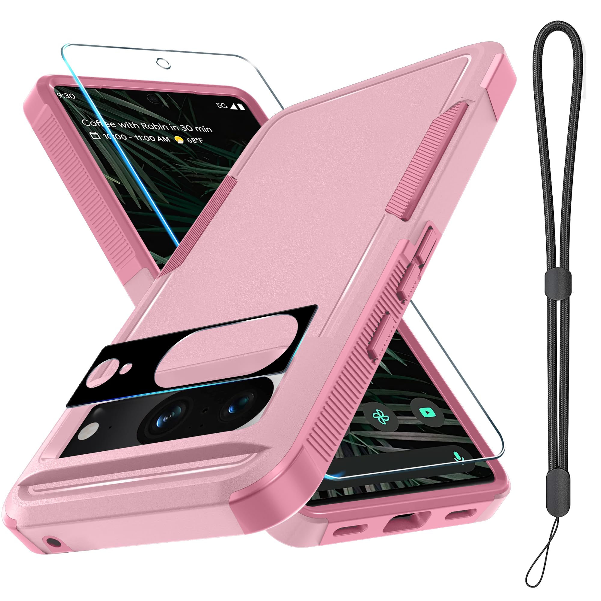 Capa De Telefone Rmocr Para Google Pixel 8a Com Vidro Temperado Rosa