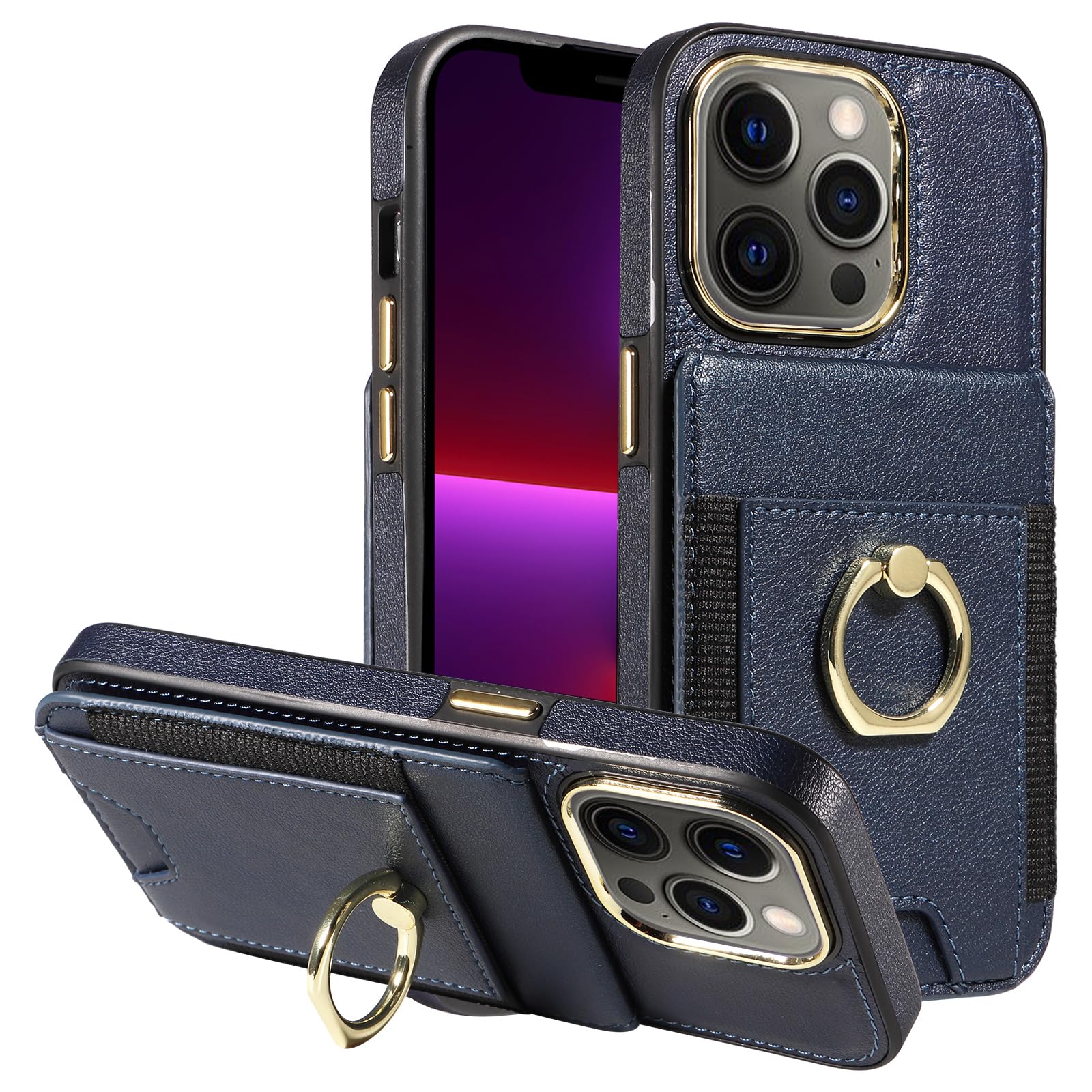 Capa Tipo Carteira S. Dawezo Compatível Com Iphone 13 Pro Azul Escuro