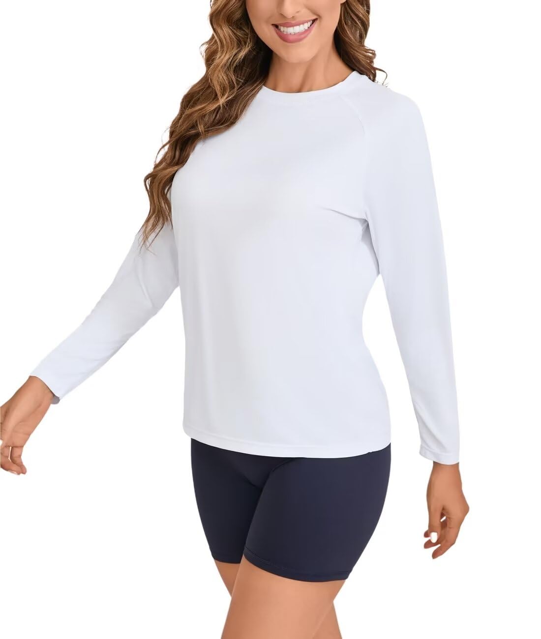 Rash Guard Eteoepo Para Mulheres Upf 50+ De Manga Comprida Branca