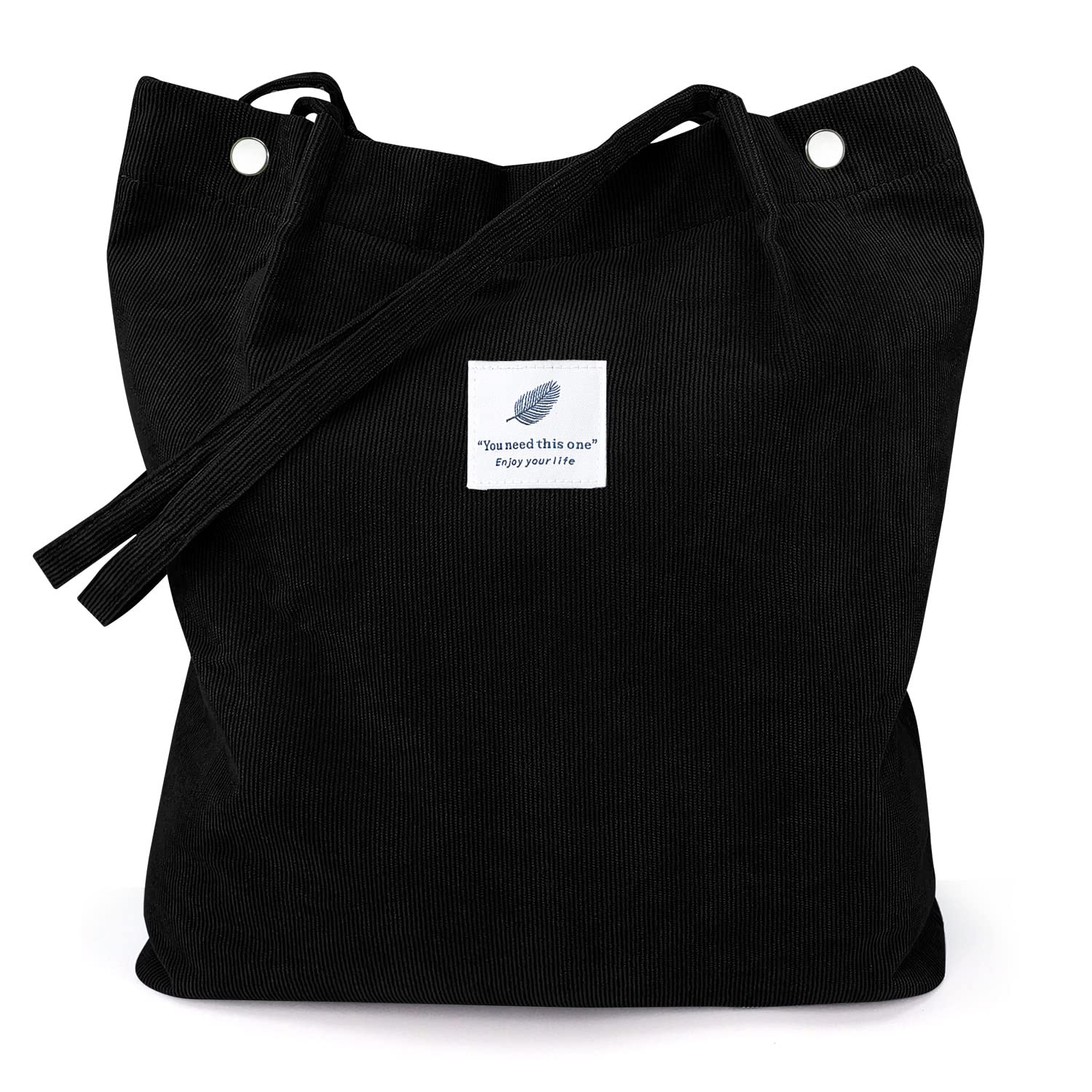 Sacola Lhmtqvk De Veludo Cotelê Reutilizável Preta Para Mulheres